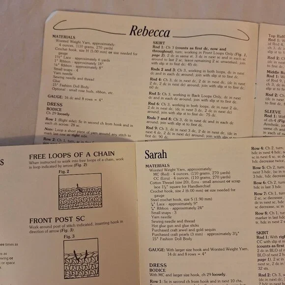 American Heritage Dolls Crochet Ladies Colonial Old South Elizabeth Pattern Lot - Picture 6 of 6